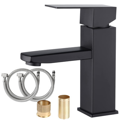 Torneira Preta Para Banheiro Misturador Quente E Frio Monocomando Aço Inox Preto Fosco Fc-33 Via Flix
