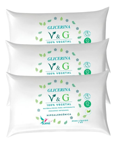 Kit 3 Glicerina V&g Branco Sabonete Vegetal Vegano Bases 3kg