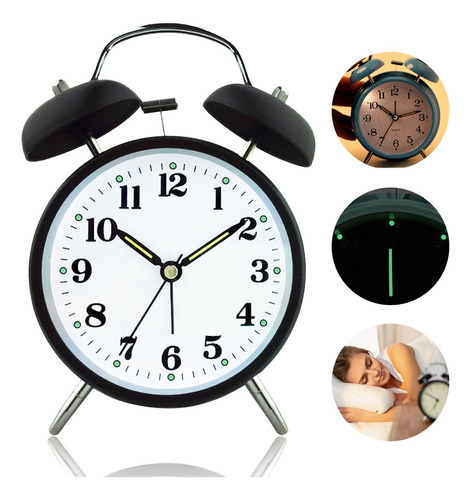 Reloj Despertador Campana Retro Analógico Estilo Vintage