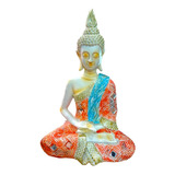 Buda Tunica Naranja  De Meditacion 32cm Feng Shui Rl64386