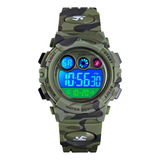 Relógio Infantil Skmei Meninos Digital Esportivo Correia Verde Camuflado