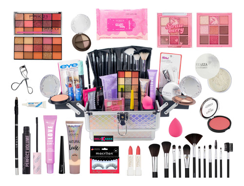 Maleta Maquiagem Completa Ruby Rose Kit  Pinceis Macrilan