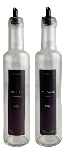 Set Dispenser Aceiteros Vidrio 250ml Transp Aceite+vinagre