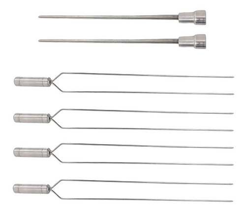 6x Espetos De Inox Lâmina 40cm Duplo/coração Para Churrasco