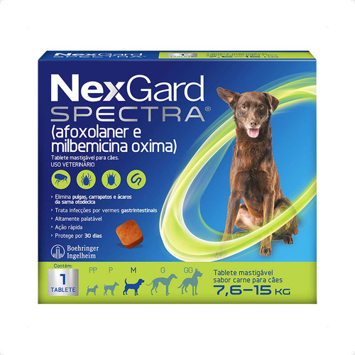 Nexgard Spectra De 7,6 A 15kg Pulgas Carrapatos Sarna Vermes