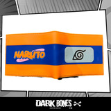 Cartera Billetera Naruto Aldea Color Naranja Y Azul