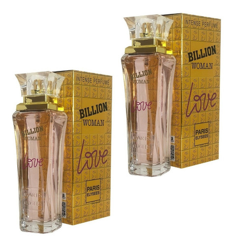Kit 2 Perfumes Billion Woman Love 100ml Paris Elysees Feminino