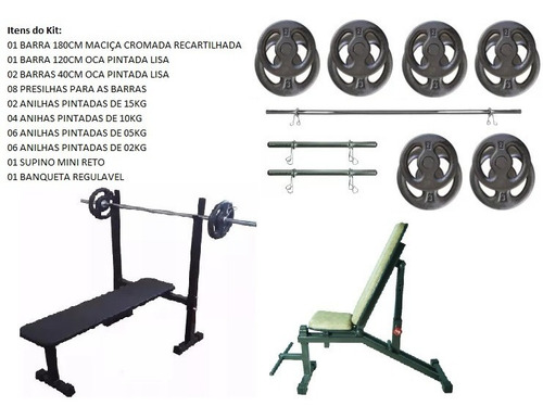 Kit Combo Treine Em Casa Academia Completa Exercite-se