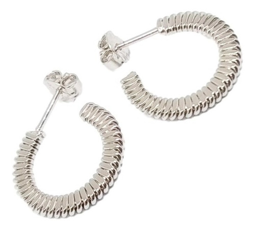 Argollas Oro Blanco 18k Laminado Mujer Aros Labrada Dama