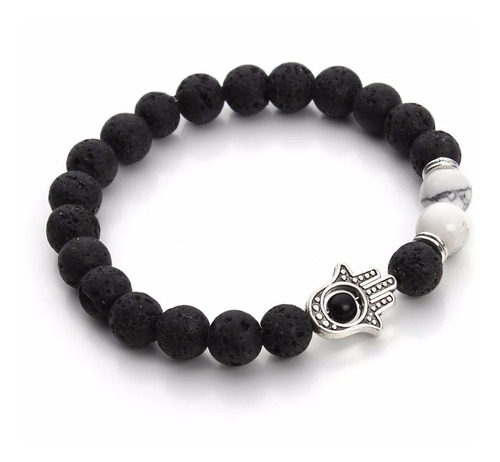 Pulsera De Hombre Mujer Mano De Buda Piedra Volcanica 1