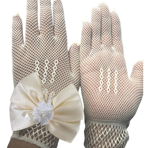 Guantes Encaje Blanco Ajustable Niña Primera Comunion Fiesta