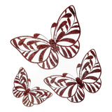 Set Tres Mariposas Caladas En Chapa De Hierro Efecto Oxido