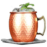 Caneca Moscow Mule 600ml 9cm Em Cobre Alça Dourada Kehome