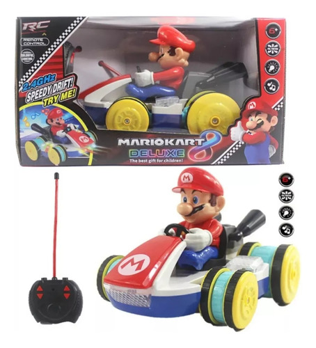 Mario Bros Kart Radio Control R/c Carrito Luz Y Sonido Yoshi