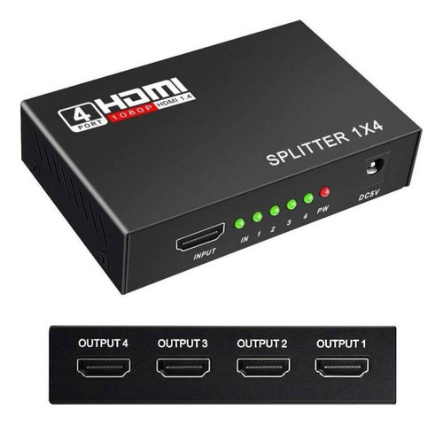 Multiplicador Splitter Hdmi 1 Entrada X 4 Salidas 1080p 1x4