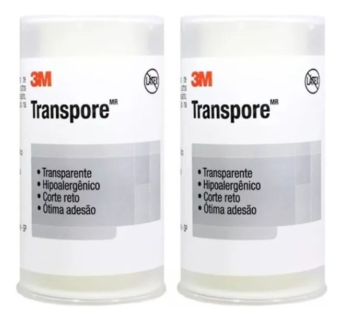 Kit C/ 2 Fitas Transpore 3m Transparente 100mm X 4,5m