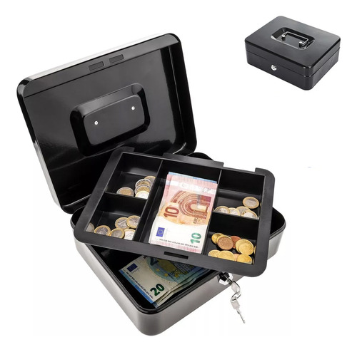 Caja Dinero Fuerte Seguridad,cash Box Metálica Mediana Negro