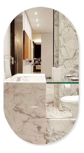 Espelho Oval Lapidado Banheiro Quarto Sala 80 X 50 Cm