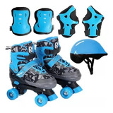 Patins Ajustavel Azul Menino C/ Kit Proteção 38 - 41 Dm Toys