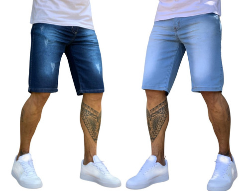 Kit 2 Berm Jeans Masculinas S/rasgos Modelo Basico