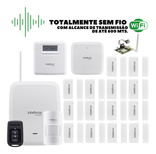 Kit Alarme Wifi Intelbras Amt 8000 C/ 15 Sensores E Xag 8000