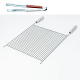 Grelha P/ Churrasco 50x40 Cm Inox 304 + Garfo Pegador 38 Cm