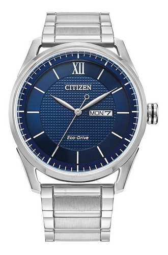 Reloj Hombre Citizen Plateado Dial Azul Elegante Aw0081-54l