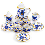 Juego De Tazas De Te De Porcelana Miniatura 15 Piezas