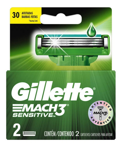 Gillette Mach 3 Sensitive Repuesto Por 2 Unidades