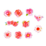 Genial Set De 70 Stickers Flores Rojas Pettit Kawaii Colect