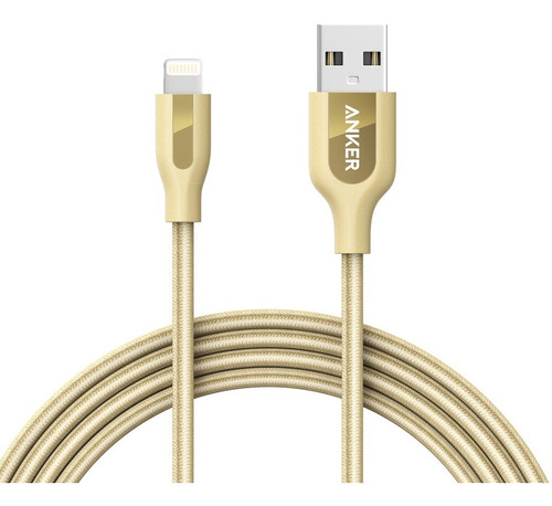 Anker Powerline Cable Carga Lightning Para iPhone iPad Trenzado Usb Anker Color Dorado