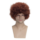 Peluca Afro Marron Para Hombres Y Mujeres, Peluca Hippie Dis