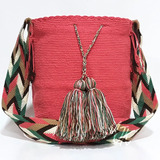 Mochila Wayuu Unicolor Guayaba Grande Original