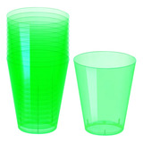 Set 10 Vasos Neón 230 Ml Para Fiestas Brillan Con La Luz Uv. Color Verde