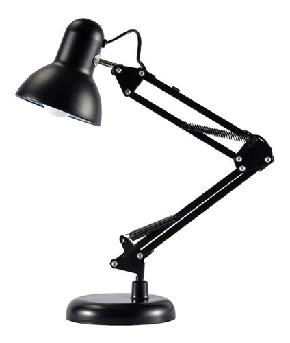Lámpara De Escritorio Brazo Flexible Giratorio Soquete E27 Color De La Estructura Negro Color De La Pantalla Negro