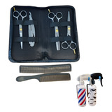 Kit 3 Tesouras Profissional Barbeiro Ostrich Navalha Estojo 