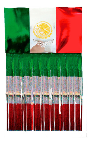 Decoración Cortina Bandera Chica Tricolor 10 Pza.