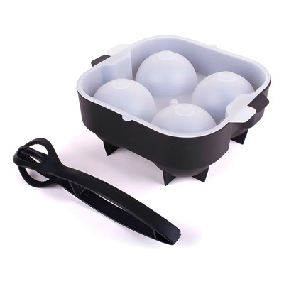 Molde Para Hielos Xxl Con Pinza Koala Negro 4 Bolas 7cm