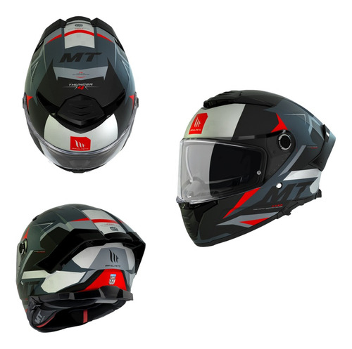 Casco De Moto Mt Helmets Thunder 4sv Exeo B5 Gris Brillante