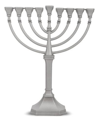 Menorah/candelabro Zion Judaica Plata Satinada