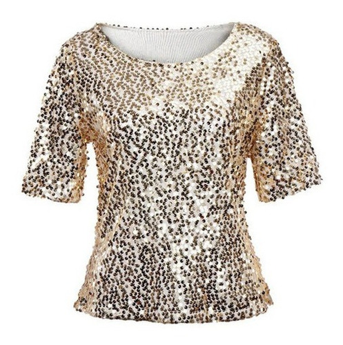 Tops Blusa De Fiesta De Cóctel Brillante Con Lentejuelas Par