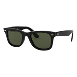 Anteojos De Sol Ray-ban Wayfarer Ease Standard Con Marco De Injected Color Gloss Black, Lente Green De Cristal Clásica, Varilla Gloss Black De Injected - Rb4340