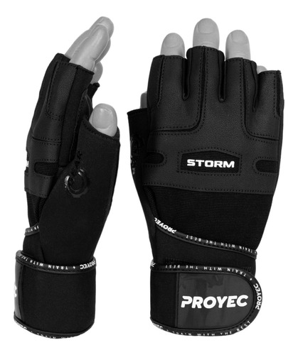 Guantes Proyec Storm Cuero Gym Unisex Para Pesas Muñequera