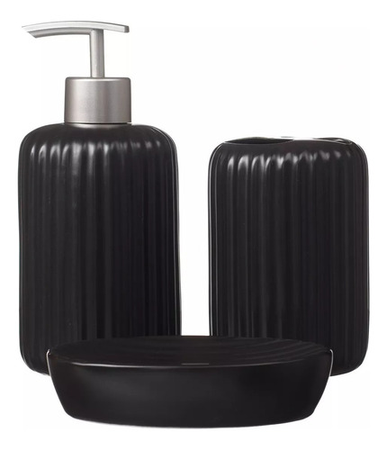 Kit Lavabo Acessórios Para Banheiro 3 Peças Black / 103