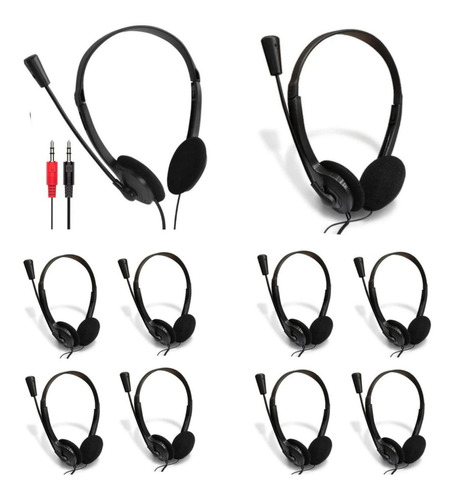 10 Fones Microfone Headset Home Office Notebook Pc Kit