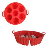 Kit Forma Silicone Muffin Cupcake E Cesto Air Fyer Divisória