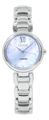 Reloj Citizen Ecodrive Analog Em053081d Mujer Color De La Malla Plateado Color Del Bisel Plateado Color Del Fondo Lavanda