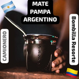 Mate Argentino Camionero Termico Negro+bombilla Resorte+filt
