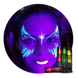 4 Maquillajes En Fluor Barra Luminoso Glow Neon Fluorescente