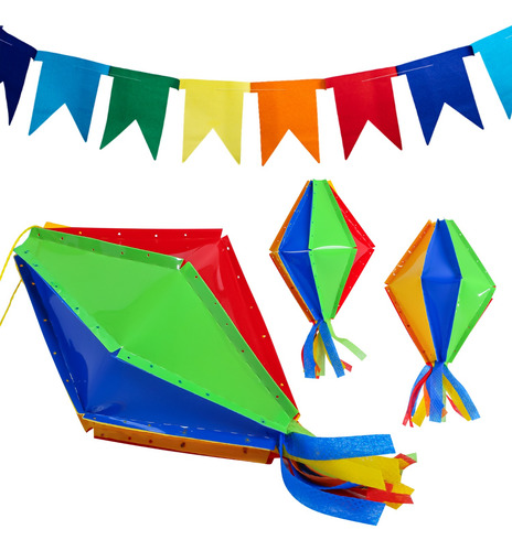 Kit 10 Balão Coloridos Festa Junina Decoração Bandeirinha